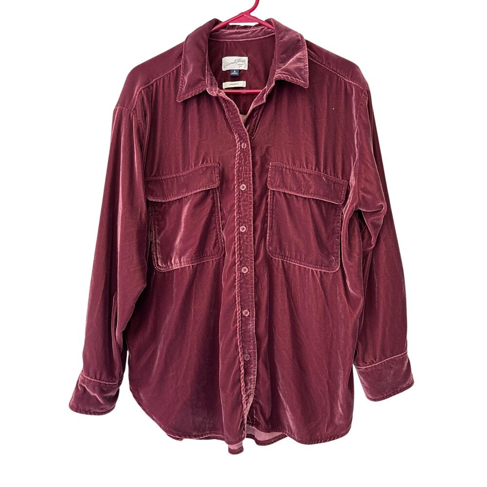Universal Thread pink Velvet Oversized Button Up Shirt M - Picture 2 of 10
